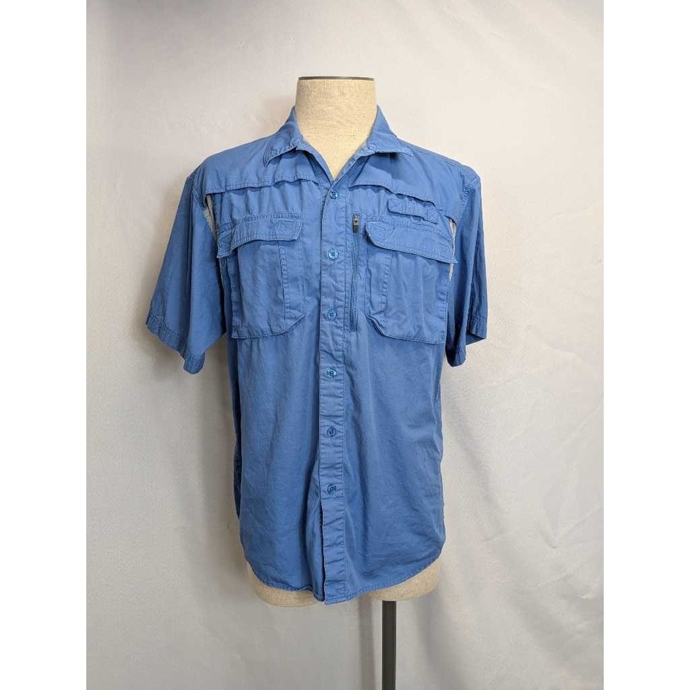 GANDER MOUNTAIN Men's Blue Short Sleeve Fishing Outdoor‎ Utility Shirt Size L